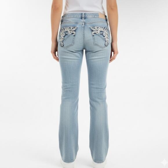 Bootcut Jeans Womens 30 Blue Embellished Embroidery Western Grace Retro glitzy - Picture 1 of 12